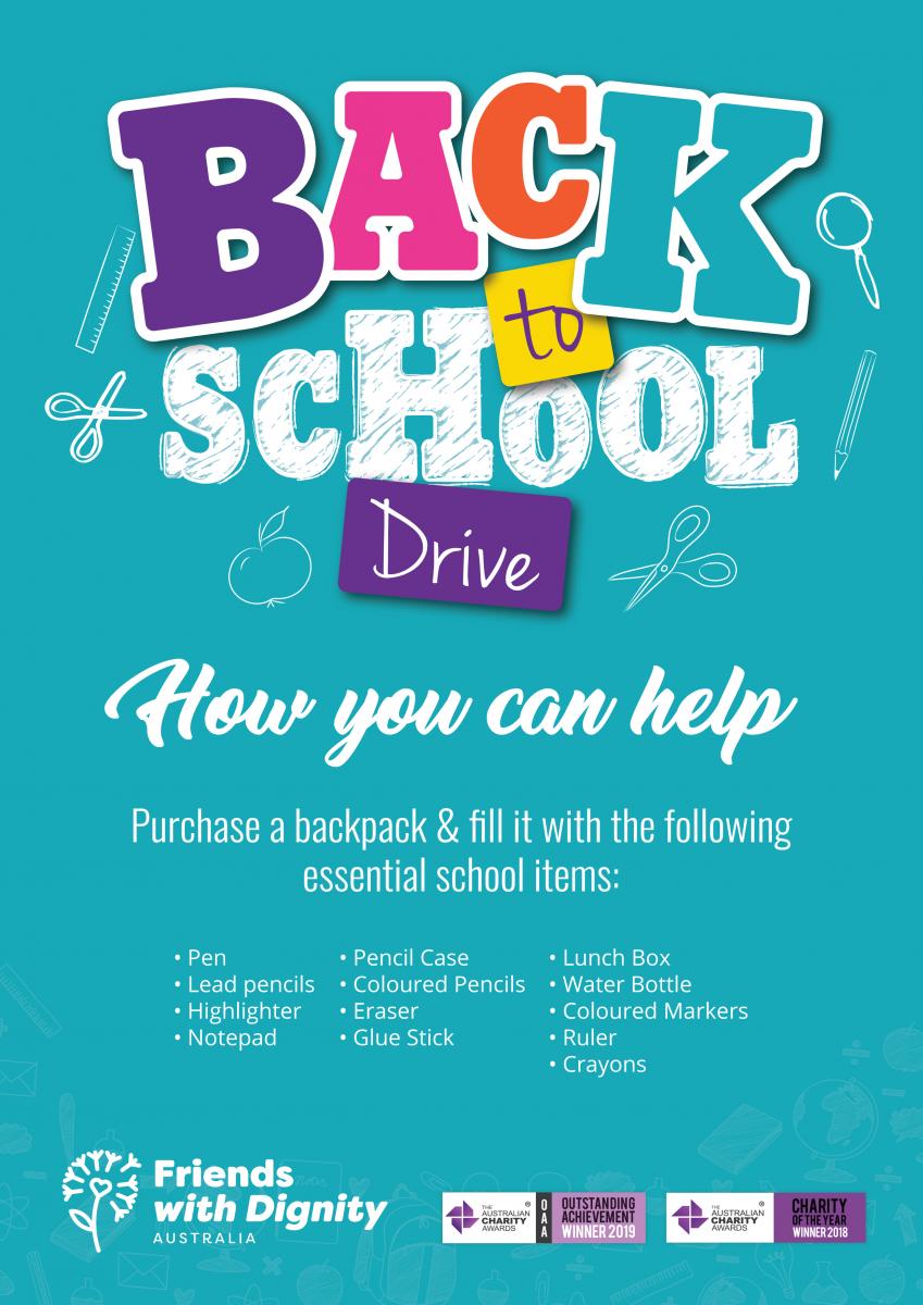Friends with Dignity Back To School Drive